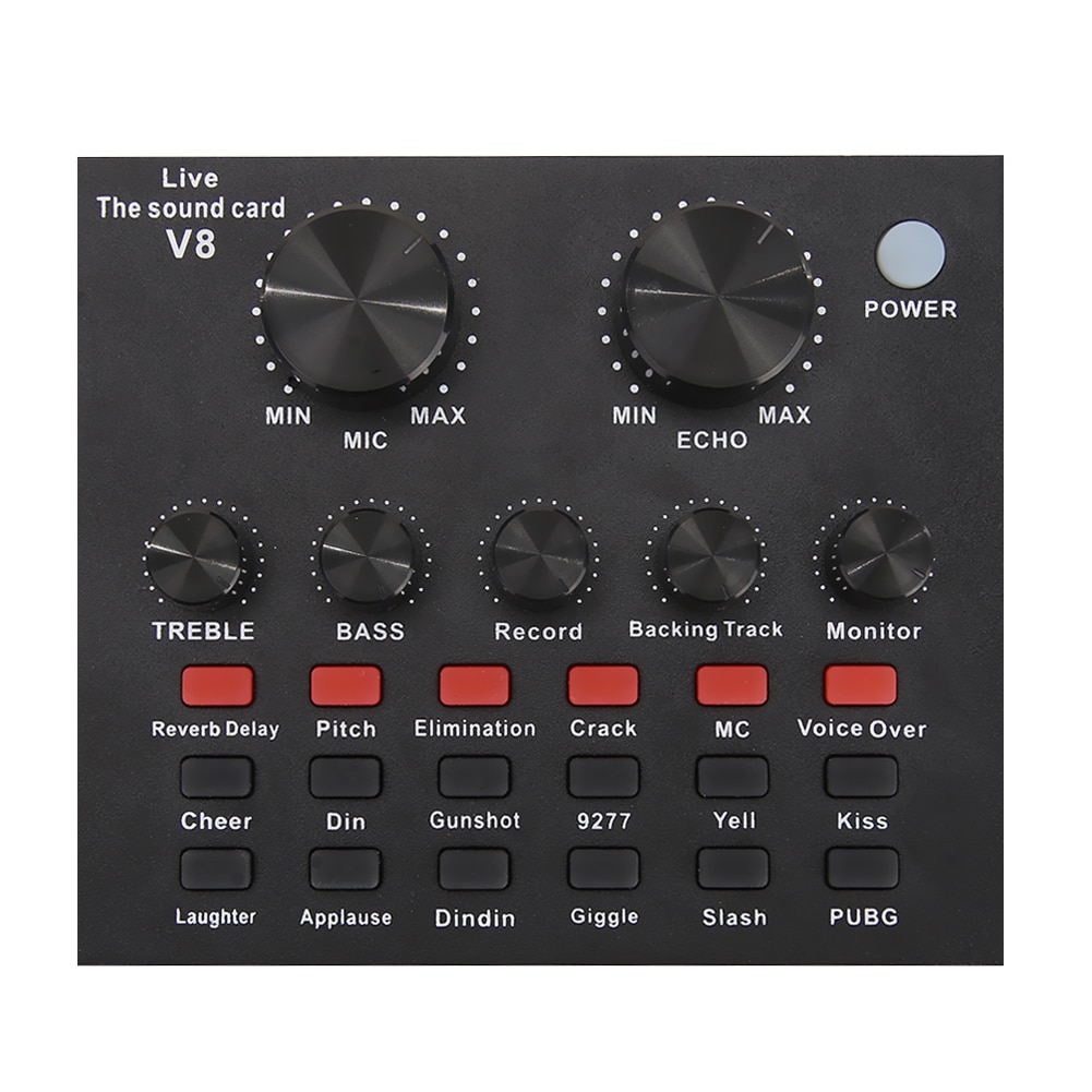 V8 Audio USB External Sound Card, Headset Microphone Live Broadcast for PC Phone Computer