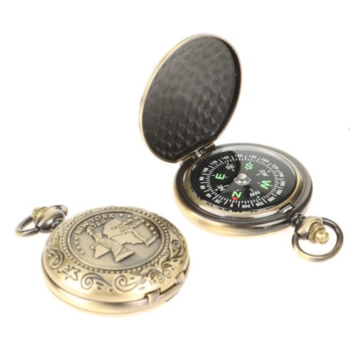 1pc Vintage Bronze Compass Pocket Watch Design Outdoor Hiking Navigation Kid Gift Retro Metal Portable Compass