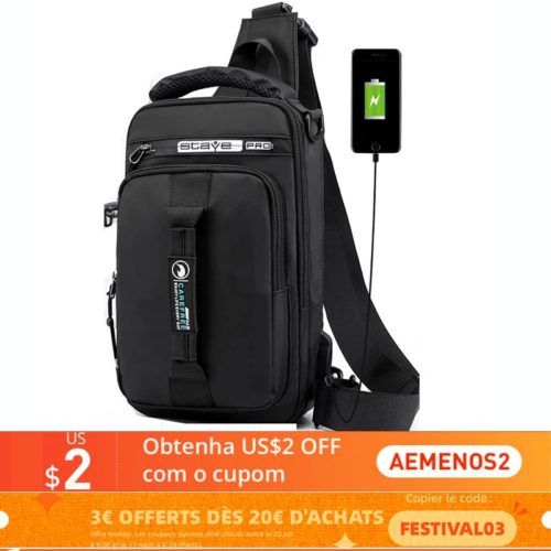 Men Multifunction USB Shoulder Bag