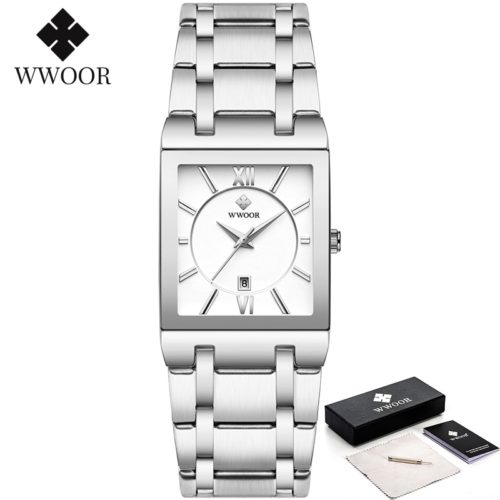 WWOOR Gold Watch for Men Square Quartz Stainless Steel Waterproof Wrist Watch - Image 16