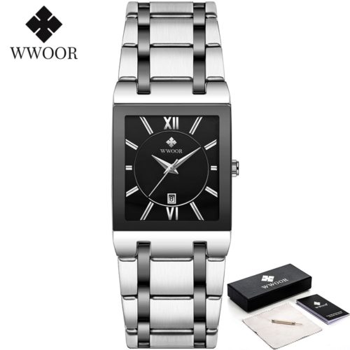 WWOOR Gold Watch for Men Square Quartz Stainless Steel Waterproof Wrist Watch - Image 17