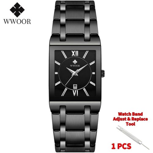 WWOOR Gold Watch for Men Square Quartz Stainless Steel Waterproof Wrist Watch - Image 10