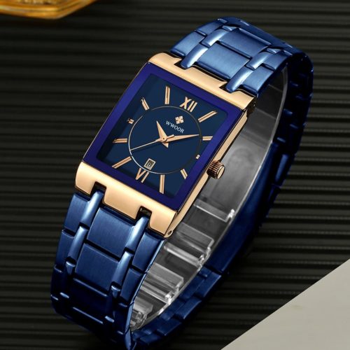 WWOOR Gold Watch for Men Square Quartz Stainless Steel Waterproof Wrist Watch - Image 4