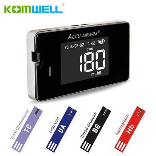 4 in1 Multi-Function Cholesterol Meter Uric acid, Hemoglobin,  Blood Glucose Test strips kit for Diabetes with Lancets
