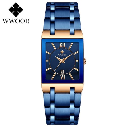 WWOOR Gold Watch for Men Square Quartz Stainless Steel Waterproof Wrist Watch - Image 23